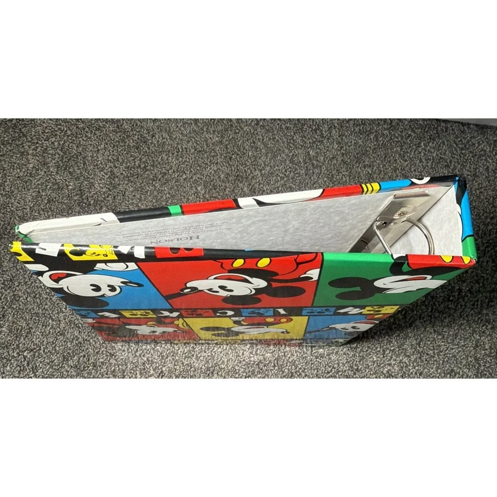 Vintage 1990s Disney Mickey Mouse School 3 Ring Hard Binder Photo Album 10.5x12